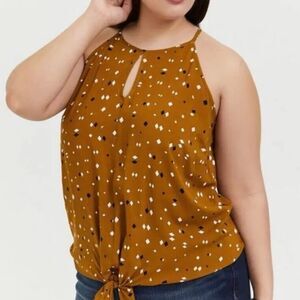 Torrid Women's Plus Size 4 Polka Dot High Neck Tie-Front Cami Top